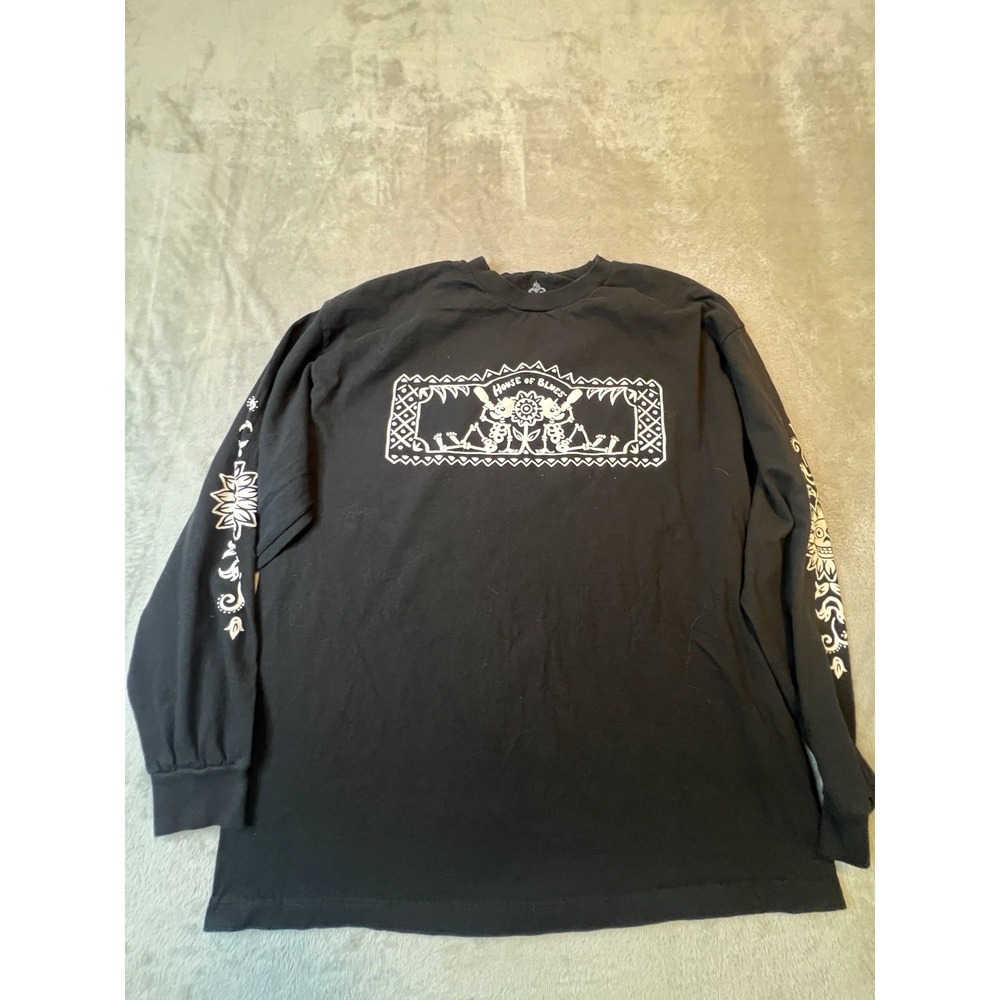 House of Blues Mens Shirt XL Black Graphic Skull Sleeve Tee